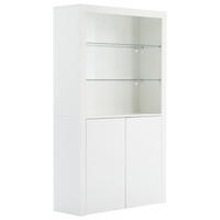 VITRINE mit LED Weiß 100/35/170 CM - Weiß, Glas/Holzwerkstoff (35/170/100cm) - Urban Meuble