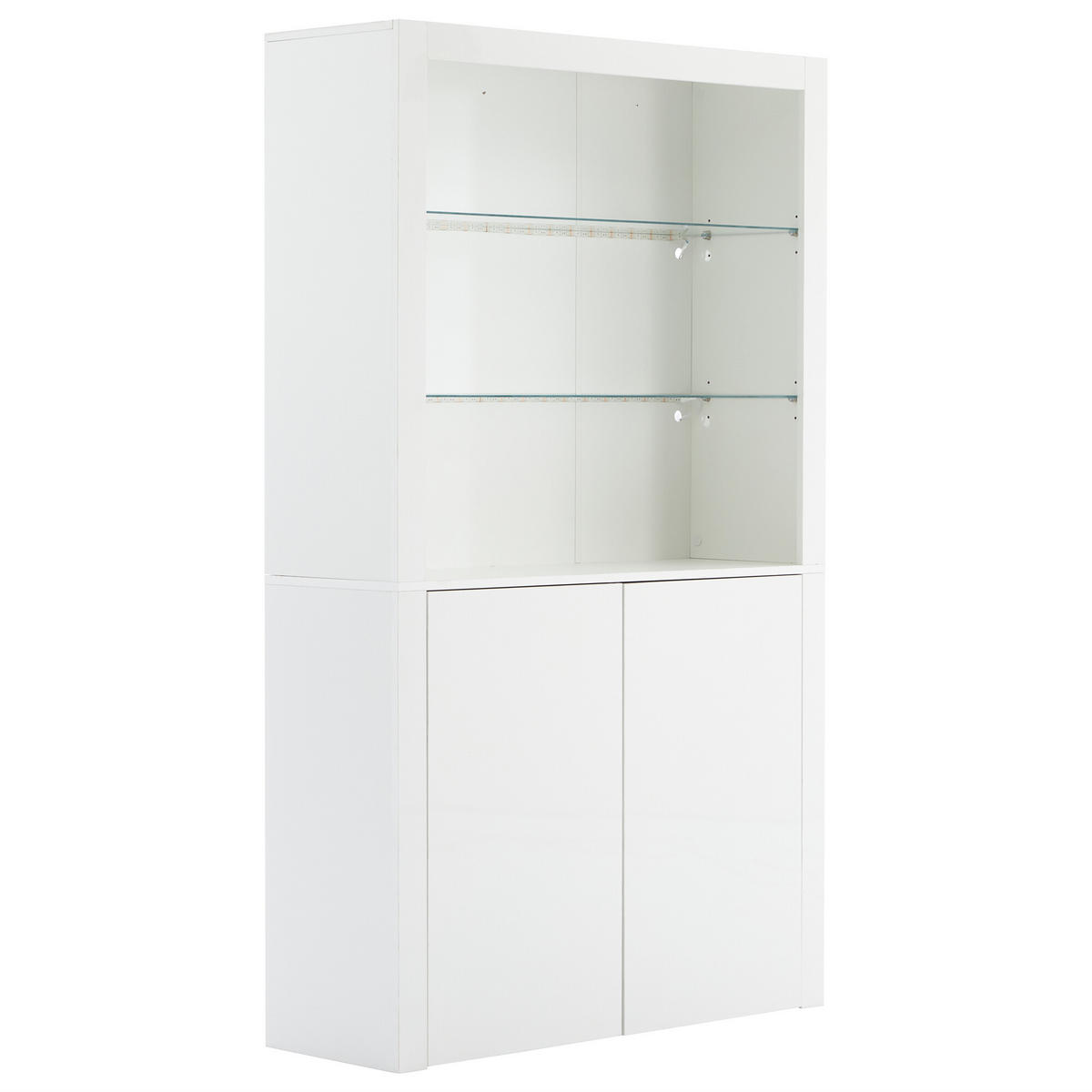 VITRINE mit LED Weiß 100/35/170 CM - Weiß, Glas/Holzwerkstoff (35/170/100cm) - Urban Meuble