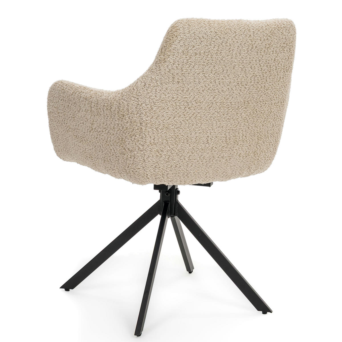 STUHL FANO X drehbar gepolsterter mit Steppung - hellbeige - Boucle - Beige/Schwarz, Textil/Metall (58/83/59cm) - NEW HOME