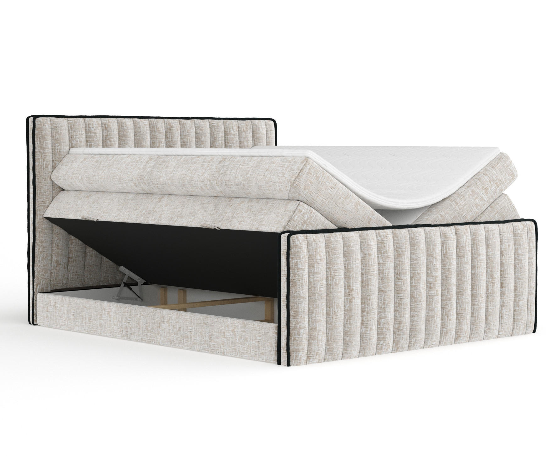 BOXSPRINGBETT Nocturne Beige 160/200 cm - Beige/Schwarz, Holz/Holzwerkstoff (160/200cm) - Maison de Reve