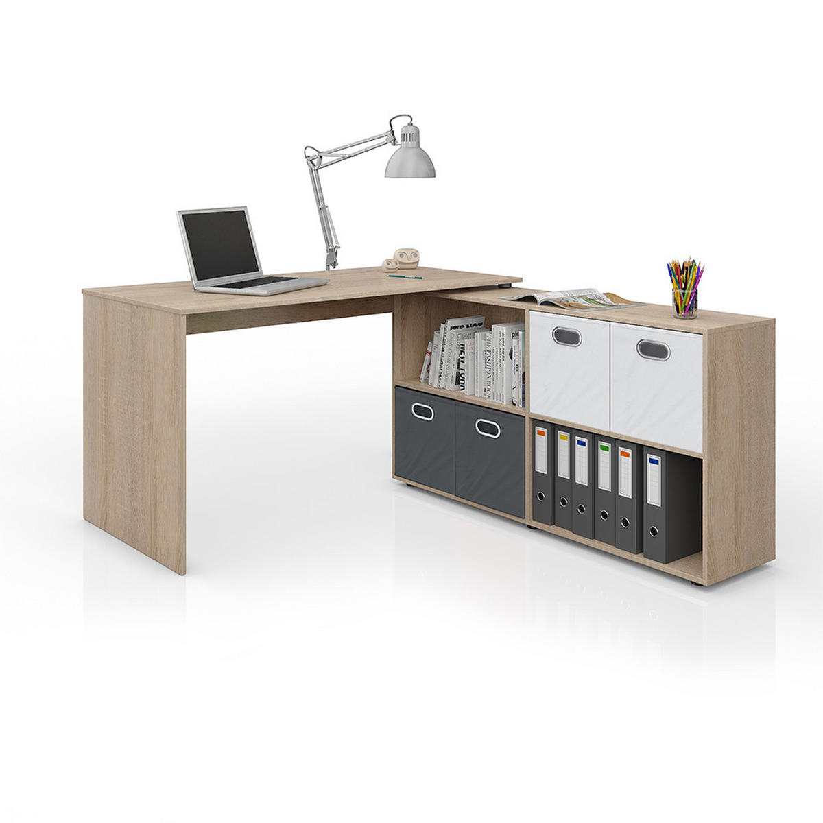 ECKSCHREIBTISCH FlexPlus Sonoma 137 x 60 cm - Sonoma Eiche, Holzwerkstoff (60/137/75.4cm) - Vicco