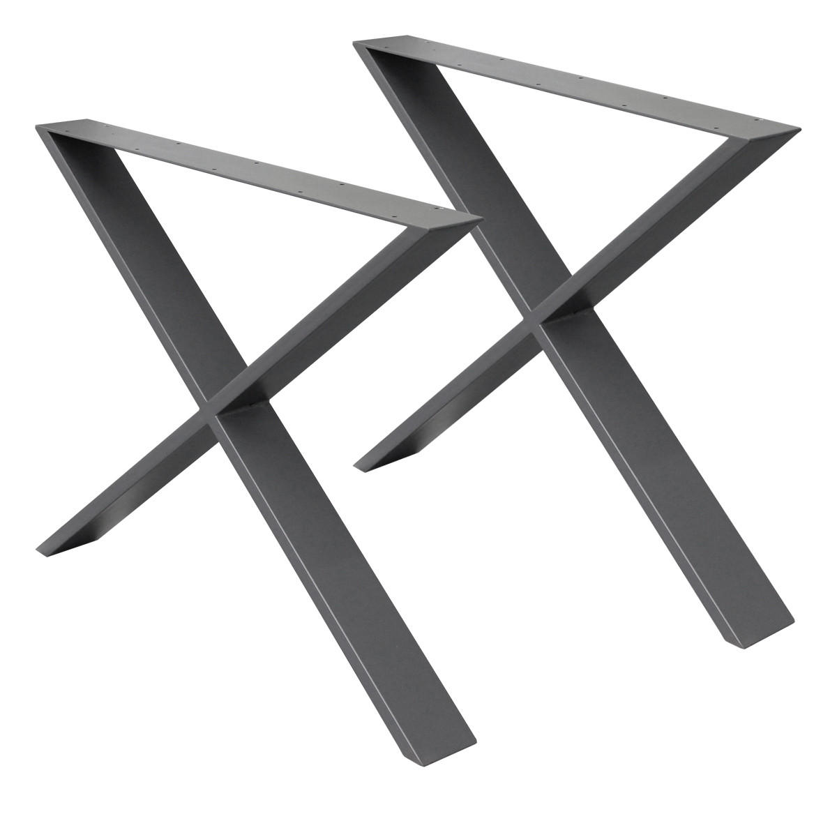 TISCHBEINE 2er Set 60 x 72 cm Anthrazit X-Form - Dunkelgrau, Metall (60/8/72cm) - ECD-Germany