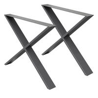 TISCHBEINE 2er Set 60 x 72 cm Anthrazit X-Form - Dunkelgrau, Metall (60/8/72cm) - ECD-Germany