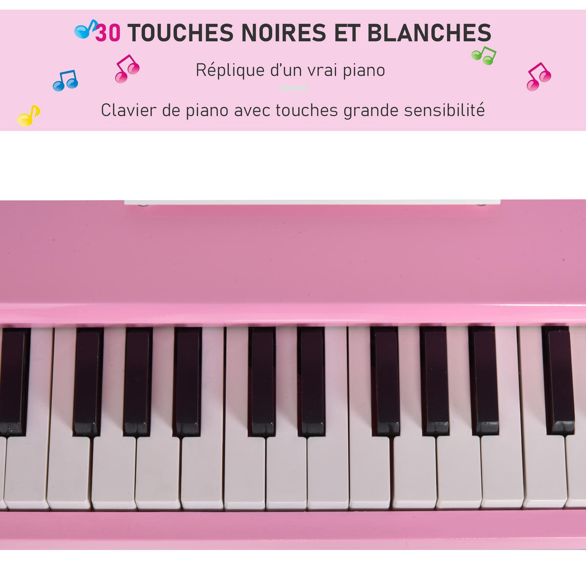 KINDERFLÜGEL DE-18653 30 Tasten, mit Hocker und Notenständer Pink - Pink, Holzwerkstoff (50/49/52cm) - ComfortXL