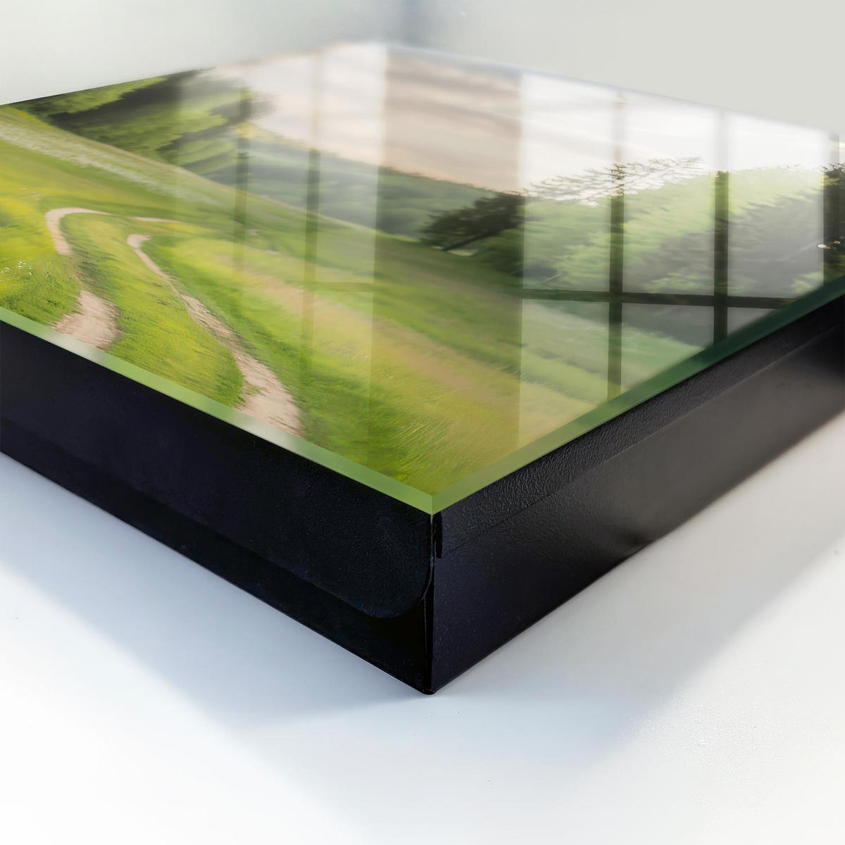 SCHLÜSSELBOX Schwarz 30x30 cm- Türöffnung nach rechts - Idyllische Landschaft - Grün, Metall (30/30/5cm) - TULUP