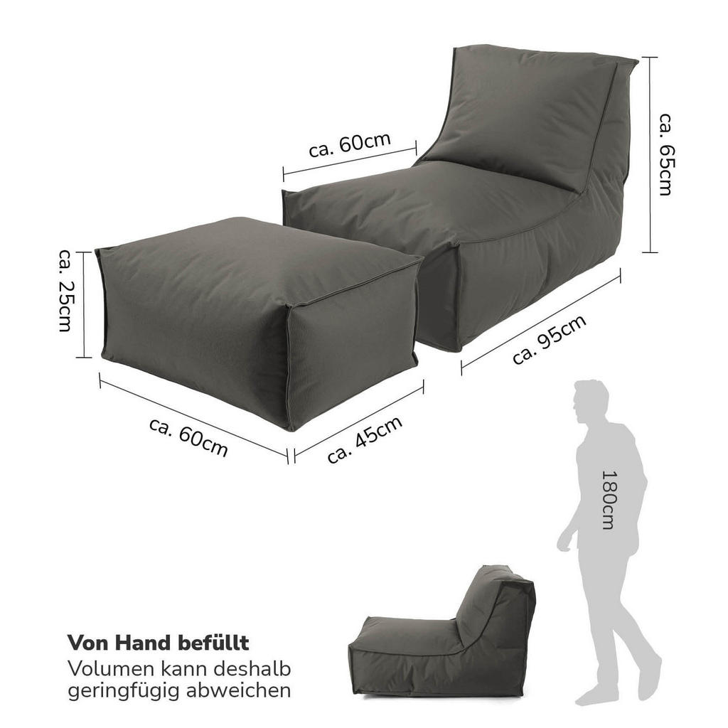 Thumbnail - Mokebo Sitzsack, Anthrazit, Textil, 60x65x140 cm, Oeko-Tex®, Gartenmöbel, Gartenstühle, Outdoor-Sitzsäcke