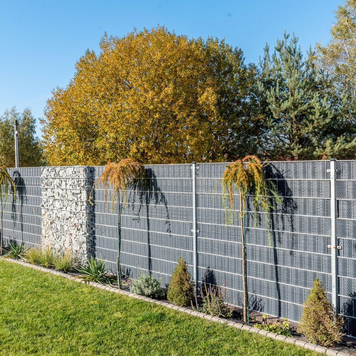 SICHTSCHUTZSTREIFEN Rattan PE für Doppelstabmatten Anthrazit 26m - Anthrazit, Kunststoff (2600/19cm) - ZAUN|ZU
