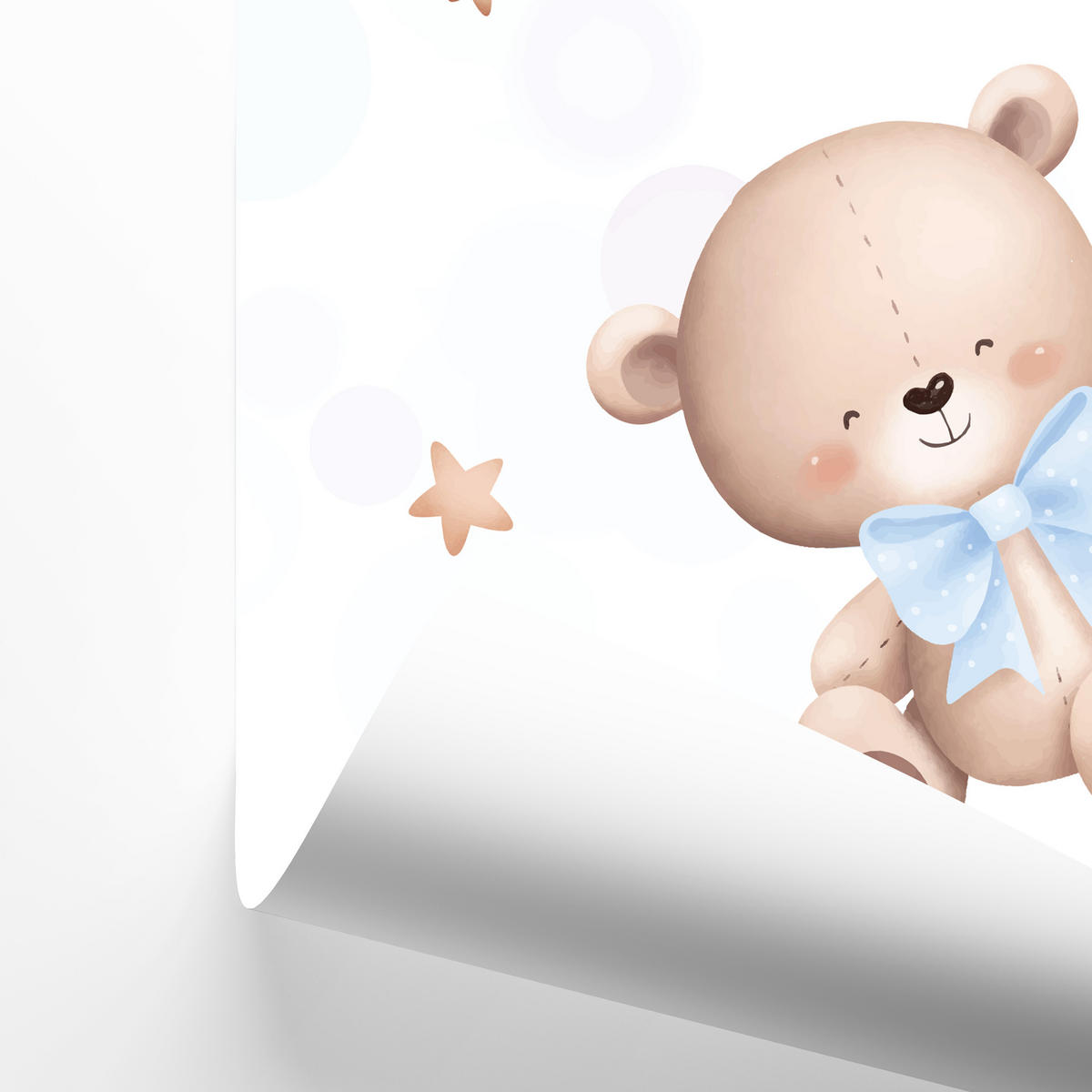 SADA PLAGÁTOV Do Detskej Izby Mackovia Modré Balóny Oblaky Hviezdy 3x Plagát A4 21 x 30 cm - hnedá/žltá, papier (21/30/1cm) - Muralo