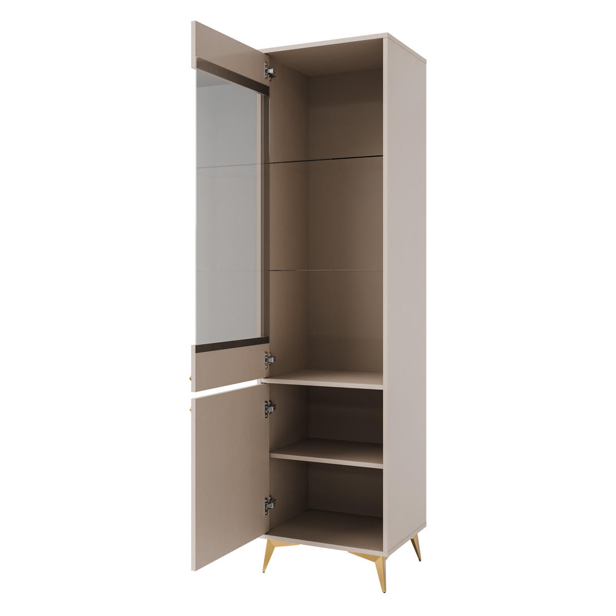 VITRINE in Beige - Beige, Holzwerkstoff (51.8/193.5/40.8cm) - MASSENO