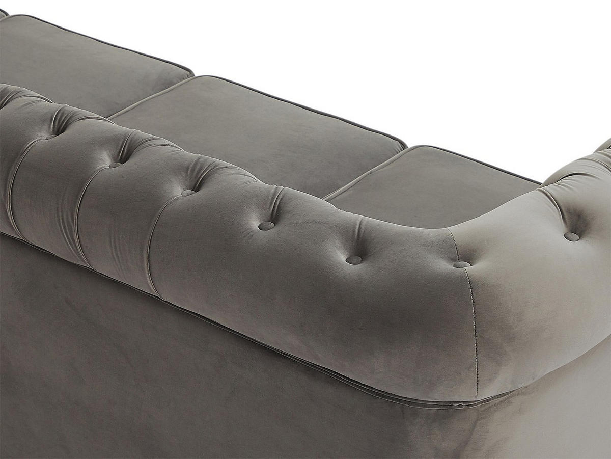 SOFA - 4 Personen - stoff - anthrazitgrau Chesterfield - Anthrazit, Textil (256/72/87cm) - Vente-Unique