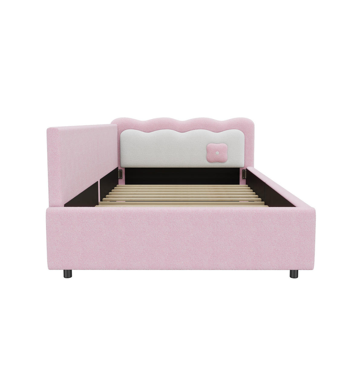 BETT 90/200 cm Rosa aus Vliesimitat und MDF mit LED-Beleuchtung - Rosa, Textil (90/200cm) - OKMYHOME