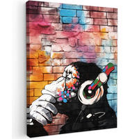LEINWANDBILD Affe - Graffiti - Musik 30x40 cm - Multicolor, Textil (30/40cm) - MuchoWow