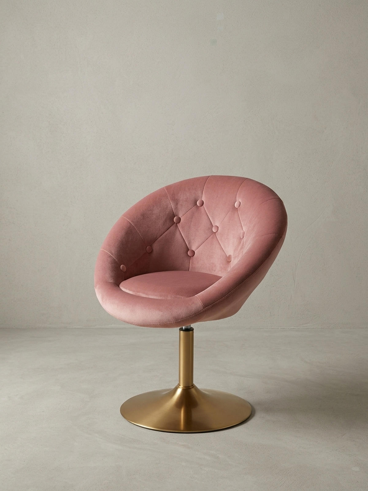 LOUNGESESSEL Chesterfield-Stil mit Samtbezug und 360° Drehfunktion, Rosa 67x62x100 cm - Pink/Goldfarben, Textil/Metall (67/100/62cm) - KADIMA DESIGN