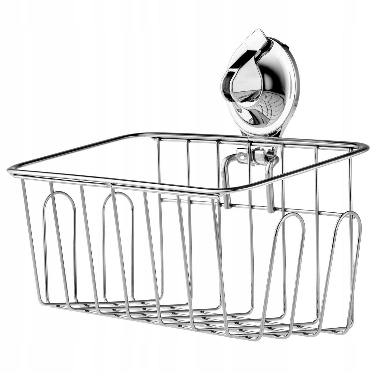 BADEZIMMERREGAL mit Saugnäpfen Torma 20 cm, silber - Silberfarben, Metall (10/18cm) - KADAX
