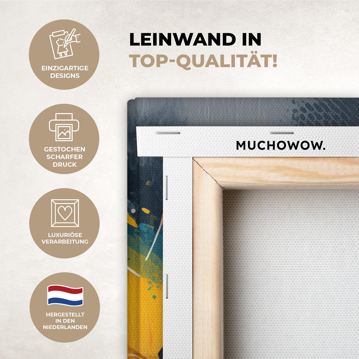 LEINWANDBILD Abstrakt - Graffiti - Farbenfroh - Farbspritzer Wandbild Wohnzimmer 50x50 cm - Multicolor, Textil (50/50cm) - MuchoWow