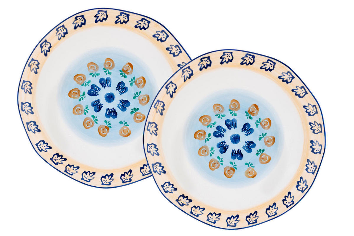 SERVIERPLATTEN Napoli Ø30cm - 2er-Set - Zitrusfrucht - Weiß, Keramik (30/2.8/30cm) - Björn