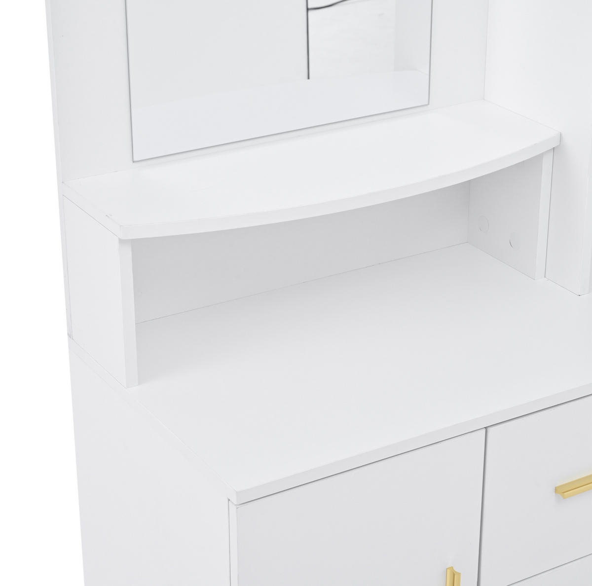 SCHUHSCHRANK aus MDF 90x40x180cm in Weiß mit Spiegel & Soft-Close - Weiß, Holzwerkstoff (90/180/40cm) - Modfu