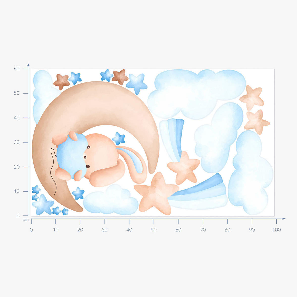 WANDAUFKLEBER 60x99cm - Süßes Häschen - Multicolor, Kunststoff (60/99/0.1cm) - Wallfluent