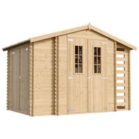 GARTENHAUS aus Holz mit Brennholzschuppen - B328xL206xH218 cm/ 3,53 + 0,97 + 0,97 m2 - M389C - Beige, Holz (312/218/206cm) - Timbela