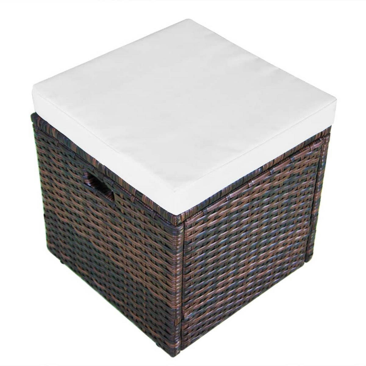 LOUNGEGARNITUR mit Auflagen und Couchtisch, aus Poly Rattan, Braun, 4-teiliges Set - Creme/Braun, Kunststoff/Textil - vidaXL