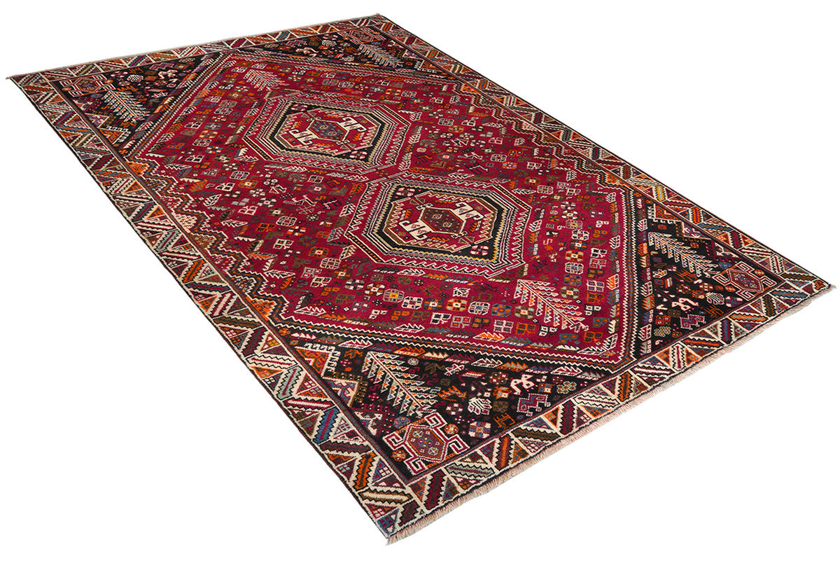 TEPPICH Gashgai Rot 254/177 cm Schurwolle - Rot, Textil (177/254cm) - Looma