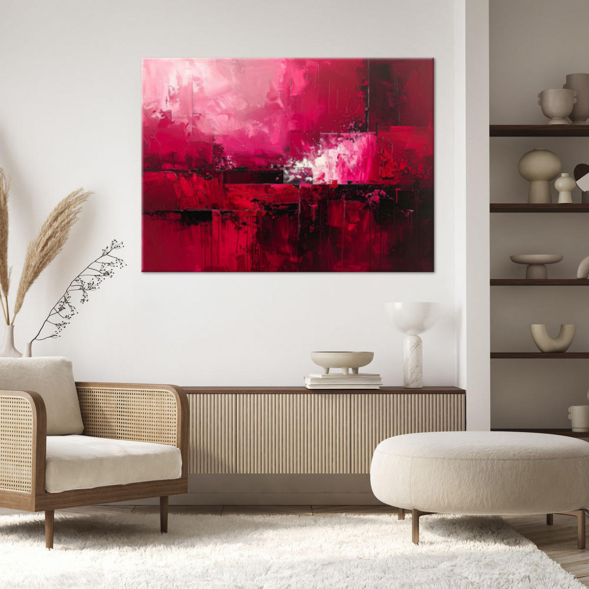 LEINWANDBILD, Rosa Abstraktion mit malerischer Textur und Tiefe - Rosa, Textil (30/20cm) - Feeby