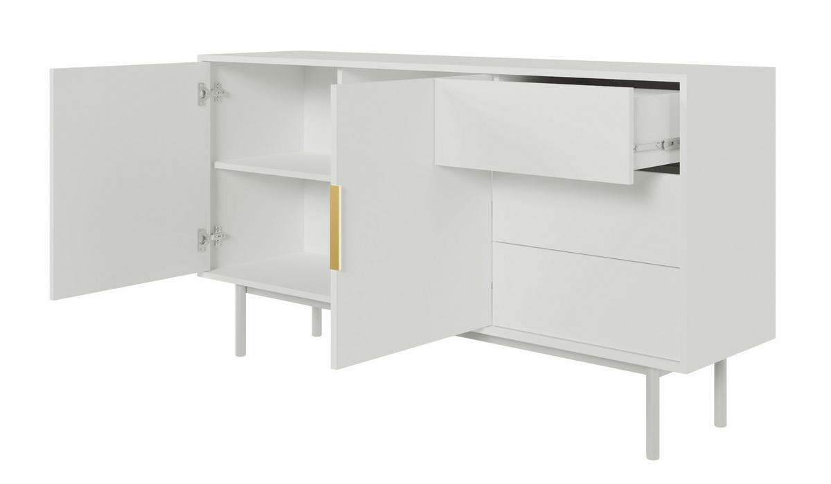 SIDEBOARD Viviaro Weiß 154 cm - Goldfarben/Weiß, Holz/Holzwerkstoff (154/82/39cm) - Selsey