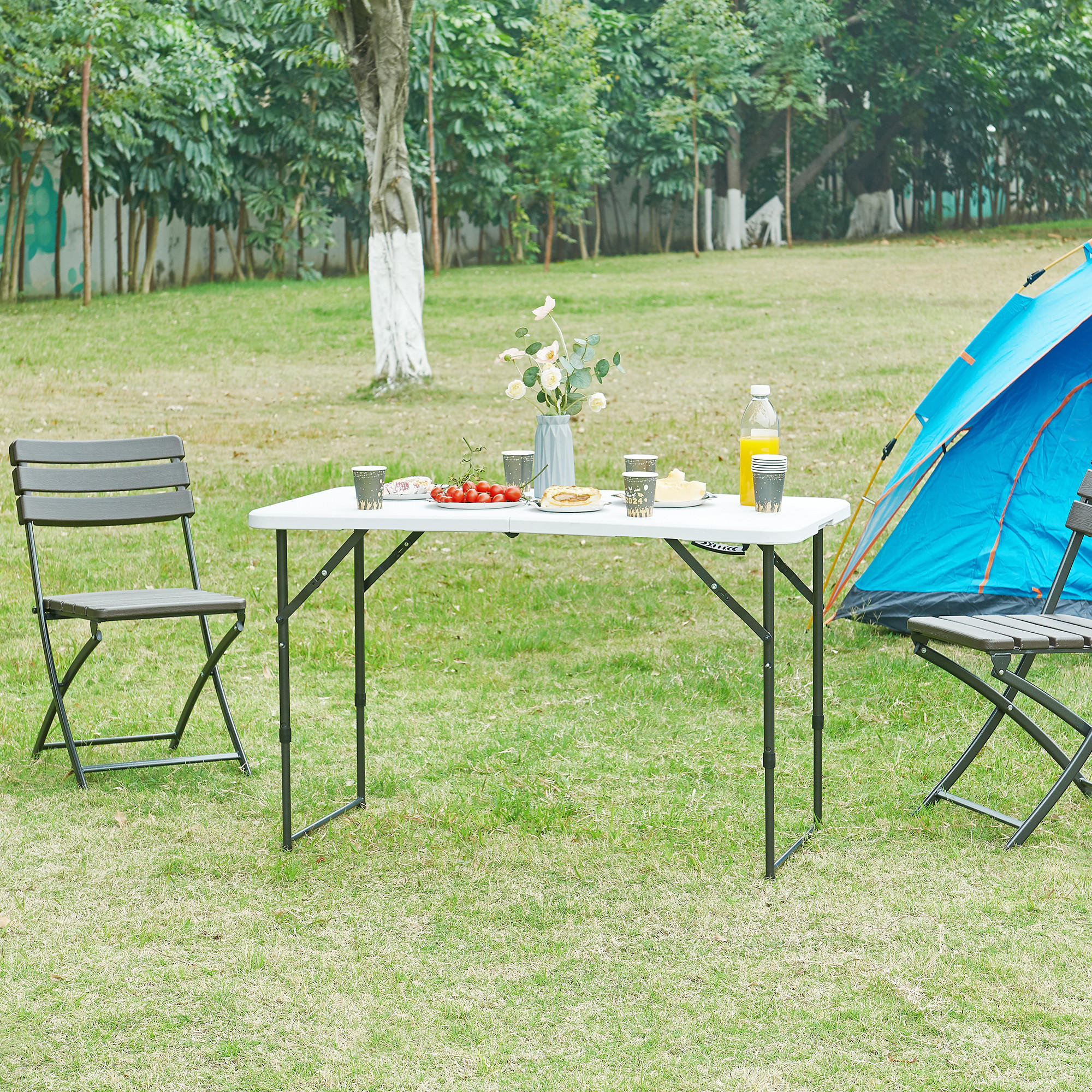 KLAPPTISCH Adelfia - Weiß, Kunststoff/Metall (120/60/90cm) - [en.casa]