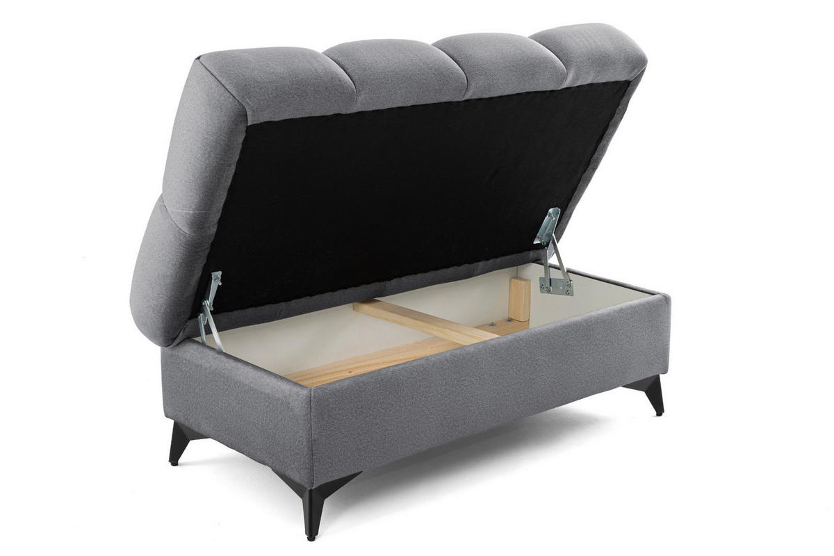 POUF PUDDING 110 x 60 cm Velours Dunkelgrau - Dunkelgrau/Schwarz, Holz/Textil (110/43/60cm) - Muffo