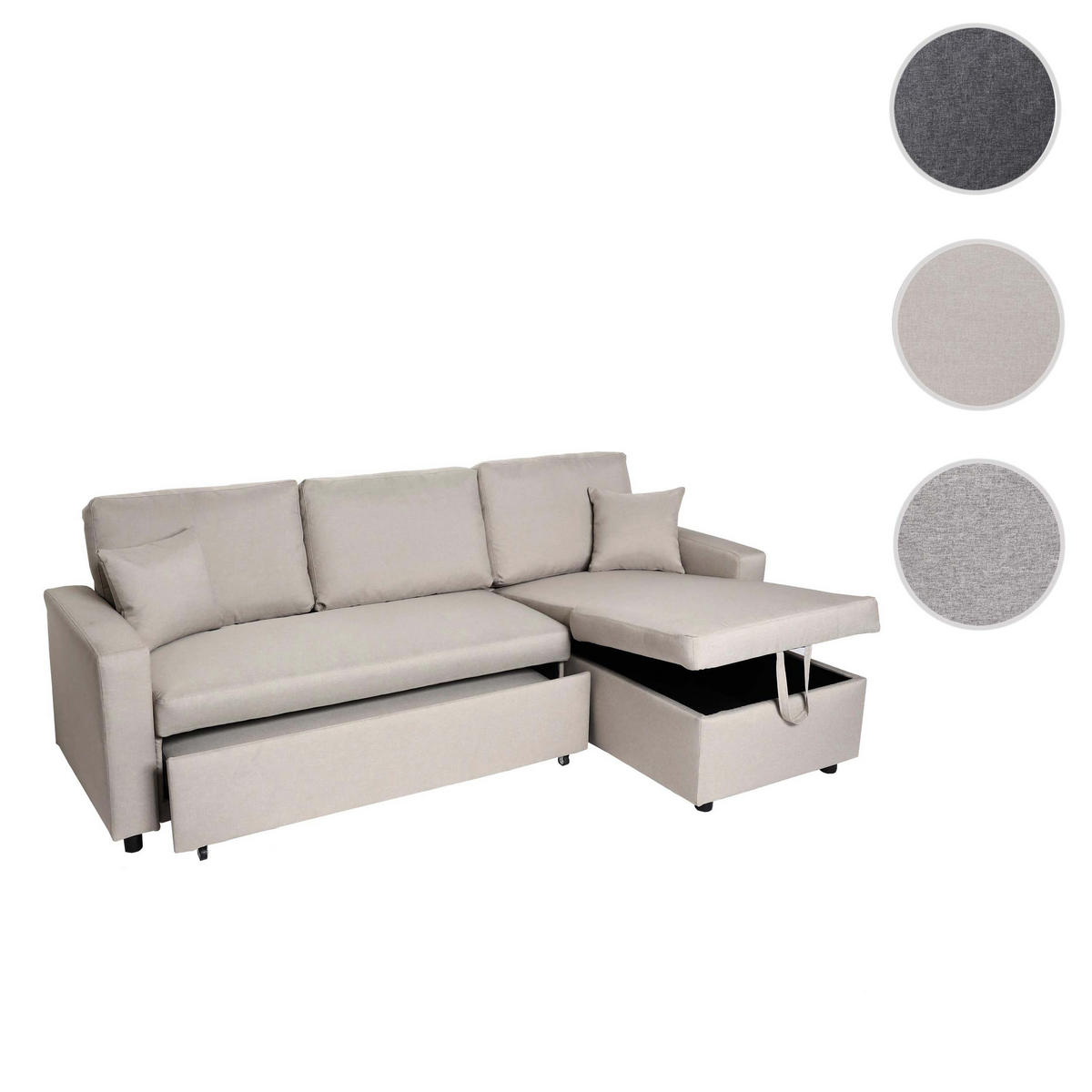 ECKSOFA MIT BETTKASTEN Beige - Beige, Textil (228/151cm) - MCW