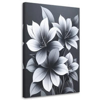 LEINWANDBILDER, Weiße Blüten auf schwarzem Hintergrund in einer eleganten Komposition - Grau, Textil (40/60cm) - Feeby