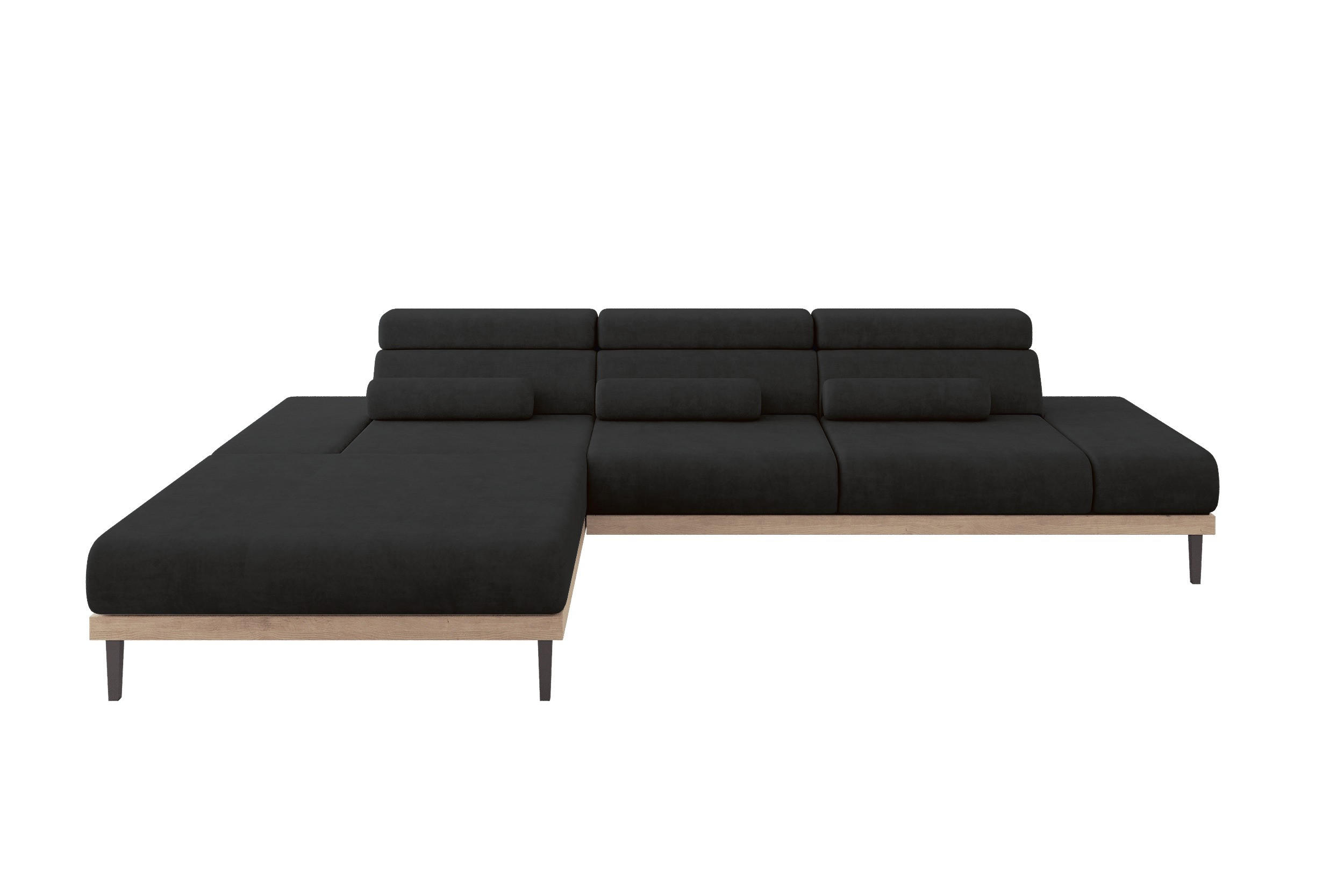 ALTDECOR ELEKTRICKÁ rohová pohovka MONA, levá, 316x205x85 cm, černá, velur