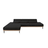 ELEKTRISCHES ECKSOFA Links MONA 316x205x85 Schwarz Velours - Schwarz/Graphitfarben, Holzwerkstoff/Textil (316/205cm) - ALTDECOR