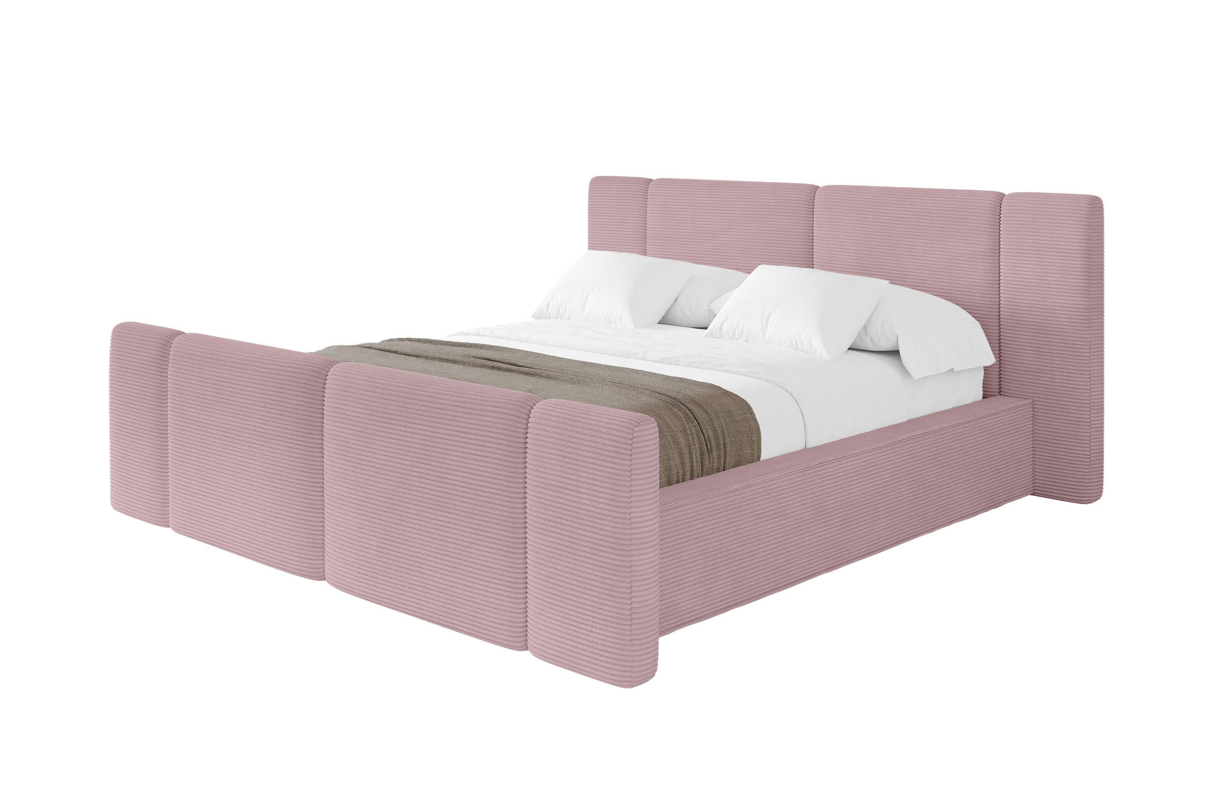 POLSTERBETT mit Bettkasten, Fußteil und Lattenrost, Boxbett ohne Matratze - RIVO-Z 140x200 Rosa - Rosa, Holzwerkstoff/Textil (140/200cm) - ALTDECOR