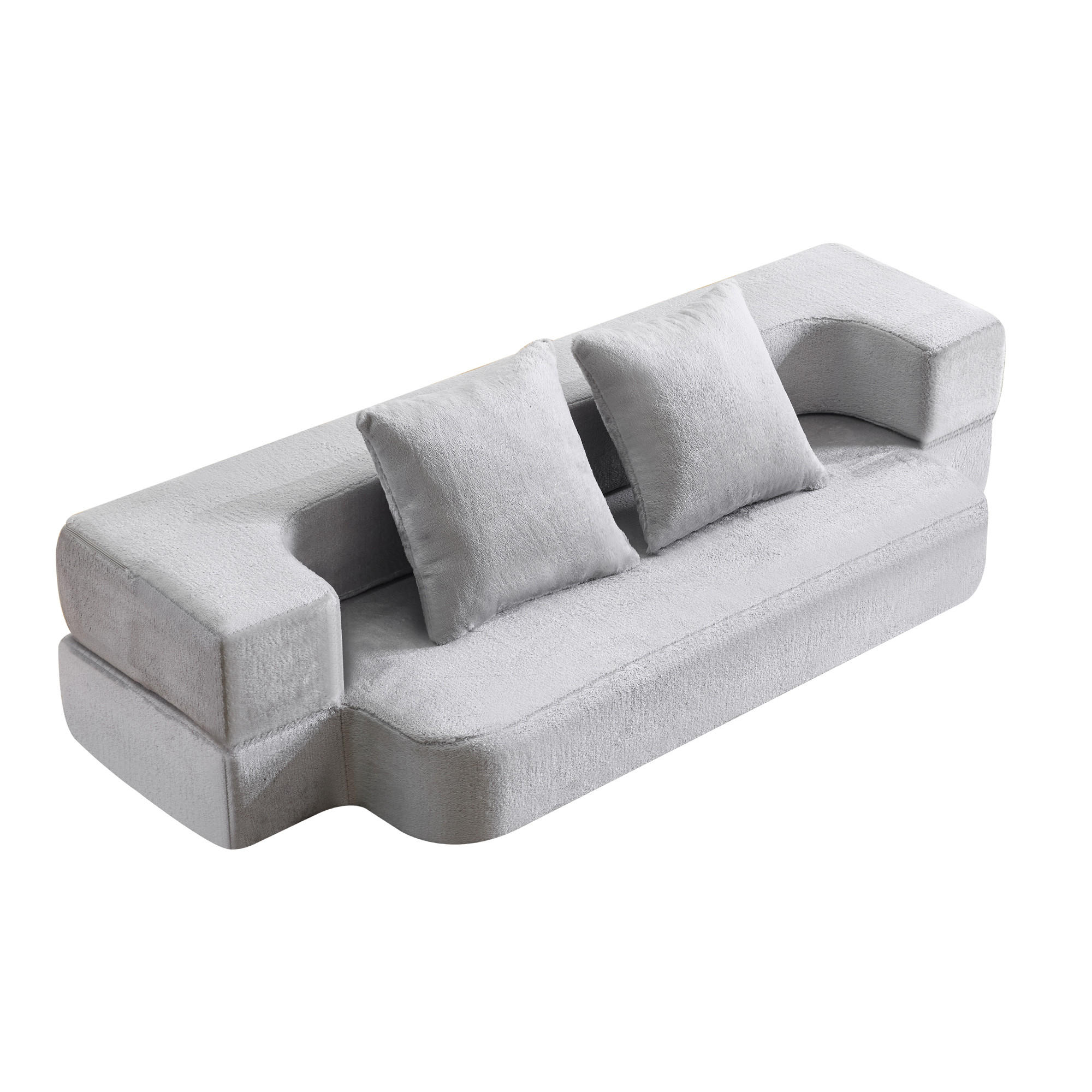 SCHLAFSOFA DE-34992 2-in-1 klappbar Hellgrau - Hellgrau, Textil (52/48/190cm) - ComfortXL