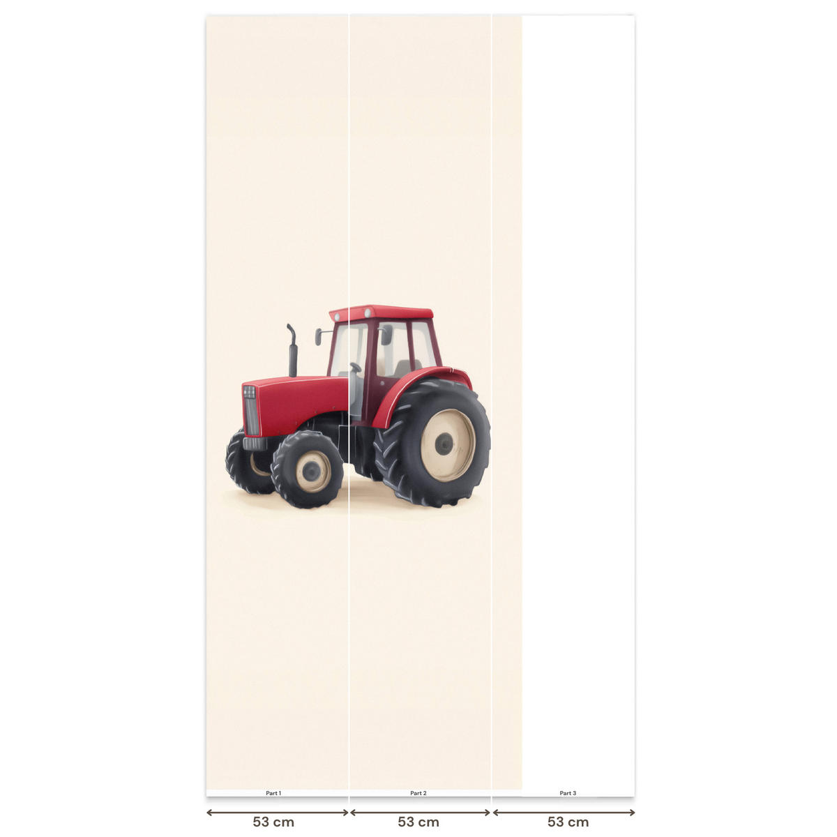 KINDERTAPETE - Traktor - Minimalistisch - Illustration - Rot - 120x280 cm - Rot, Papier (120/280cm) - OnlyWow