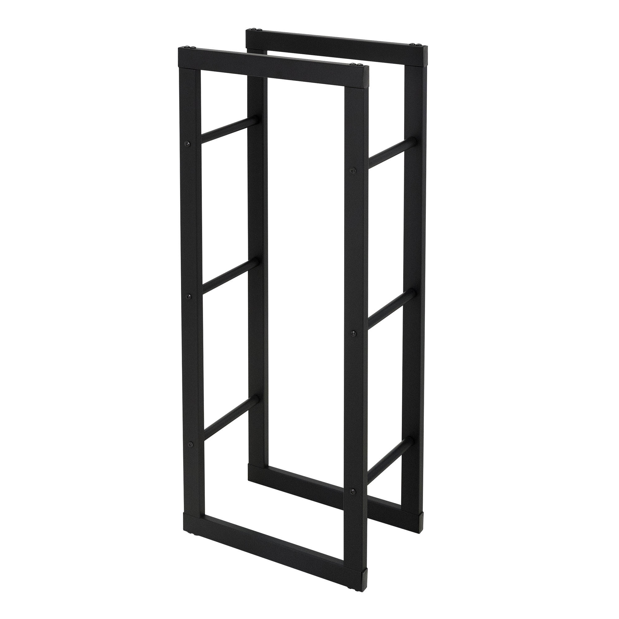 ML-DESIGN POLIČKA NA DŘEVO DO KRBU 40 x 100 x 25 cm, obdélníková, černá, z oceli
