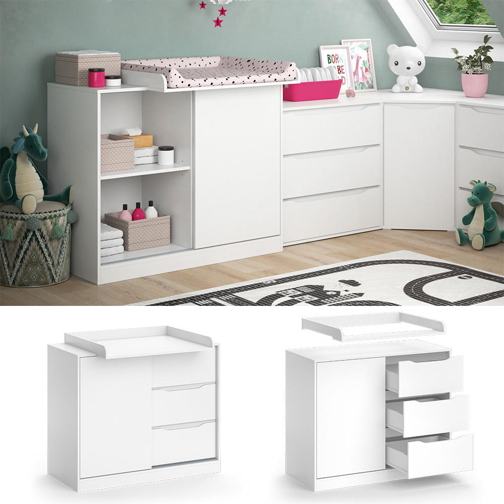 WICKELKOMMODE Ruben Weiß 113 x 93 cm mit Wickelaufsatz - Weiß, Holzwerkstoff (113/93/53cm) - Vicco