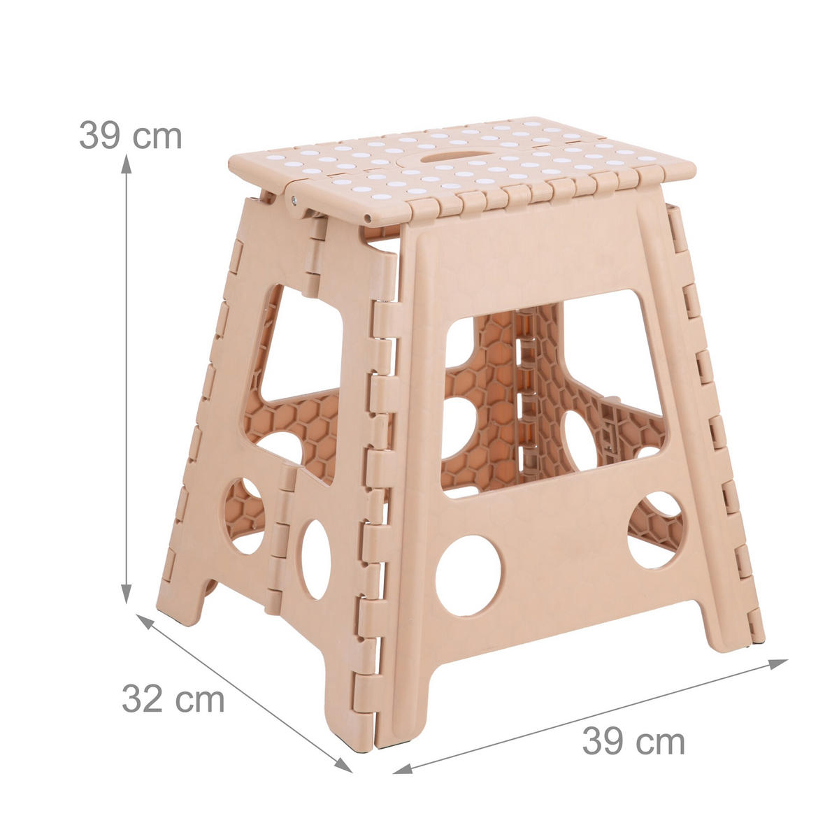 KLAPPHOCKER - Beige, Kunststoff/Textil (39/39/32cm) - Relaxdays