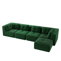 ECKSOFA DE-34220 4-Sitzer mit Tiefsitz Grün - Grün, Textil (177/386cm) - ComfortXL