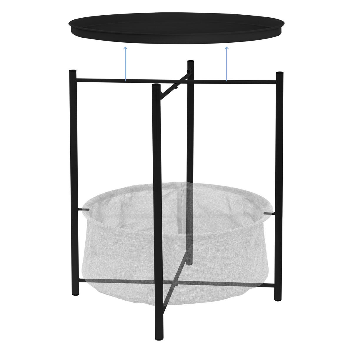 BEISTELLTISCH rund Schwarz Ø 46/51 cm - Schwarz, Metall (46/46/51cm) - ML-DESIGN