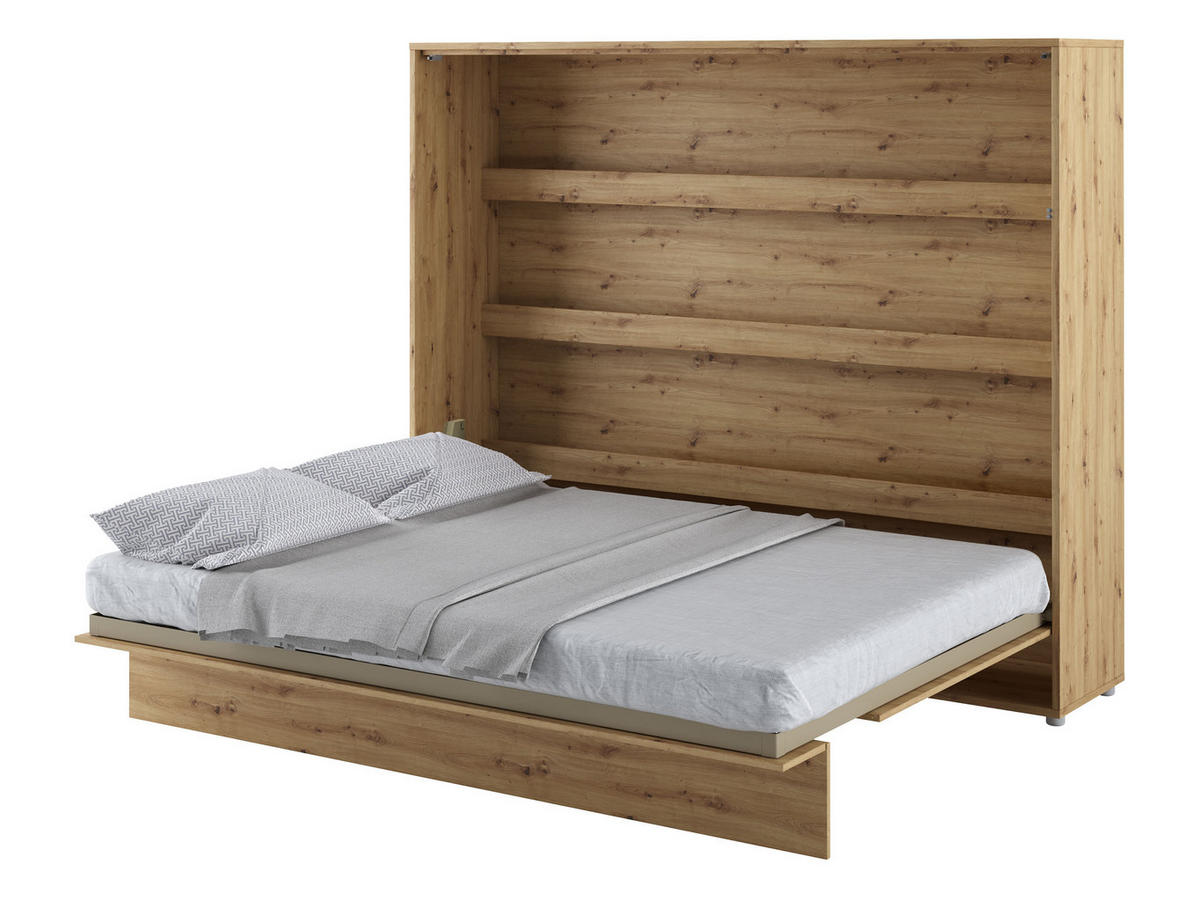 SCHRANKBETT Bed-Concept BC-14 160x200 mit weißer LED Beleuchtung - Eiche Artisan/Grau, Holz/Holzwerkstoff (160/200cm) - MIRJAN24