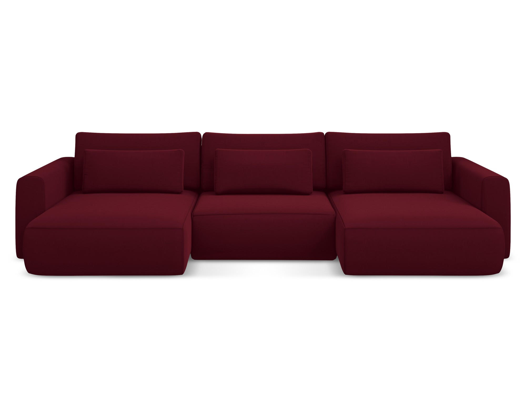 WOHNLANDSCHAFT Samt Stoff Rot - Bordeaux/Rot, Kunststoff/Textil (340/82/149cm) - Makamii