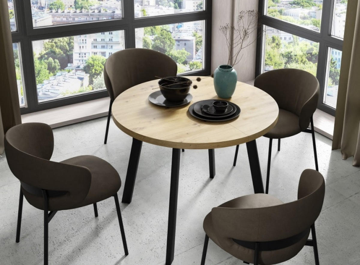 TISCH Gold JAVA Ausziehbar Rund - Multicolor, Holzwerkstoff (100/100/76cm) - Sepro Meble