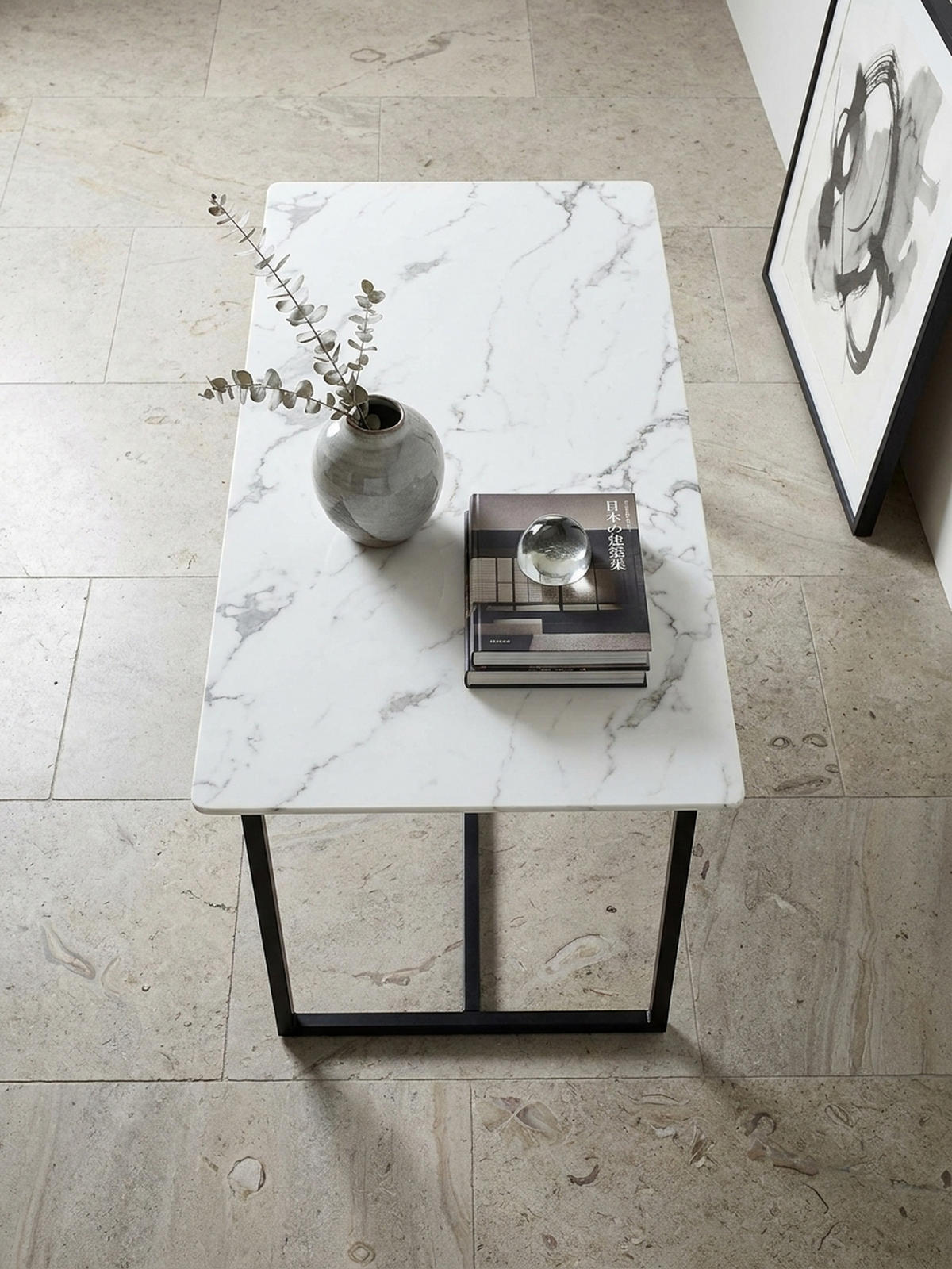ESSTISCH Marmoroptik Metall Rechteckig Modern Klein, Weiß 120x60x76 cm - Schwarz/Weiß, Holzwerkstoff/Metall (60/120/76cm) - KADIMA DESIGN