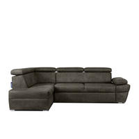 SCHLAFECKSOFA RATLO links 4/5-Sitzer mit Bettkasten in Lederoptik, grau - Silberfarben/Grau, Textil (270/190cm) - KONSIMO®
