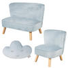 KINDERSOFA 3er-Set hellblau - Hellblau, Holzwerkstoff/Textil (70/50/48cm) - Roba