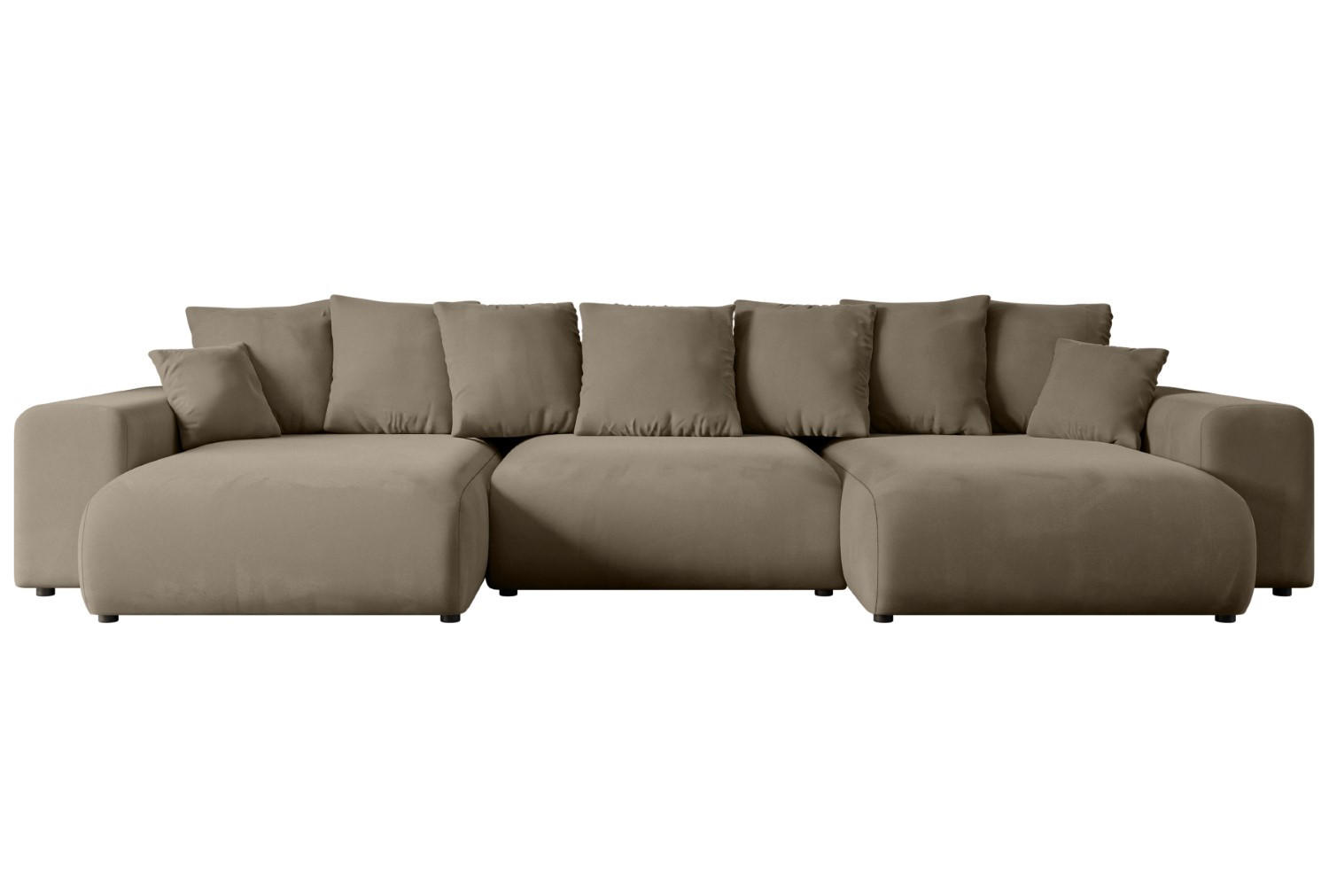 WOHNLANDSCHAFT mit Schlaffunktion und Bettkasten ESKAR-U -352x165x84cm Braun Velours - Schwarz/Braun, Holzwerkstoff/Kunststoff (352/84/165cm) - ALTDECOR