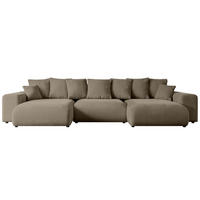 WOHNLANDSCHAFT mit Schlaffunktion und Bettkasten ESKAR-U -352x165x84cm Braun Velours - Schwarz/Braun, Holzwerkstoff/Kunststoff (352/84/165cm) - ALTDECOR