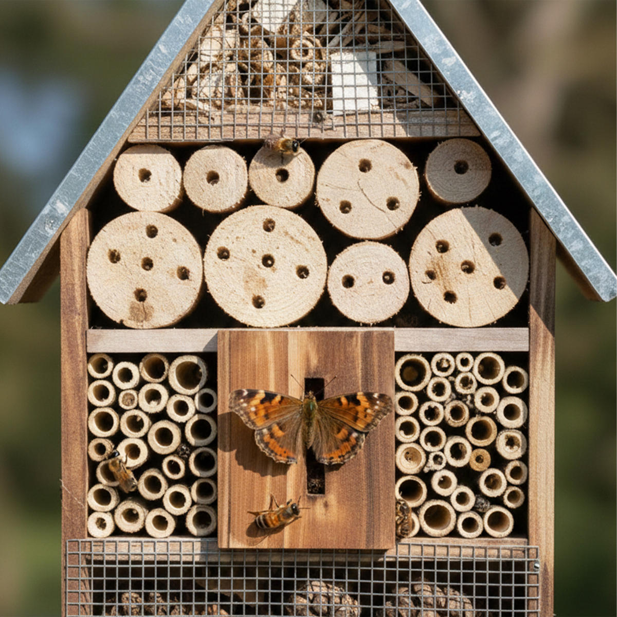 HMYZÍ hotel - světle hnědá, kov/dřevo (31/48/10cm) - Relaxdays